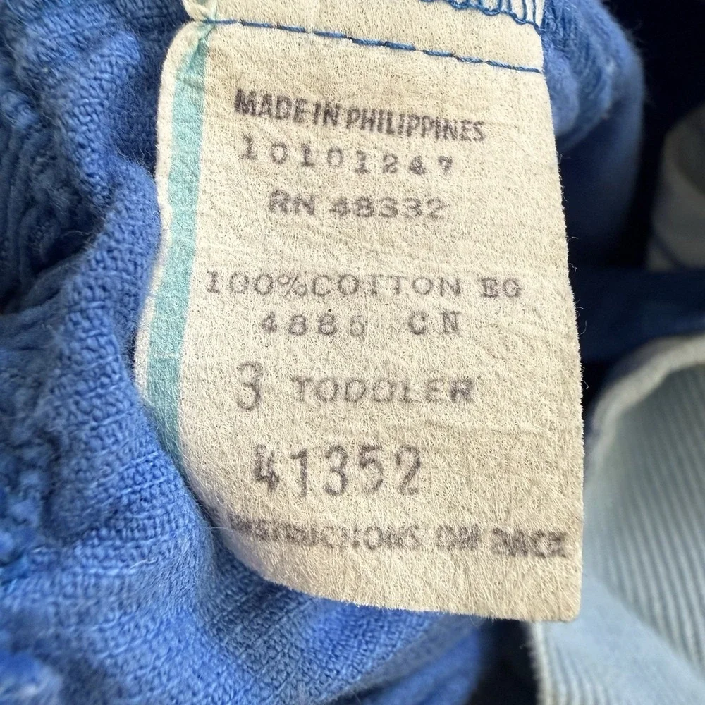 Vtg Country Farm Corduroy Overalls Boys 3 Blue Jon Jon Barn Apple 1980's Set - Picture 7 of 11